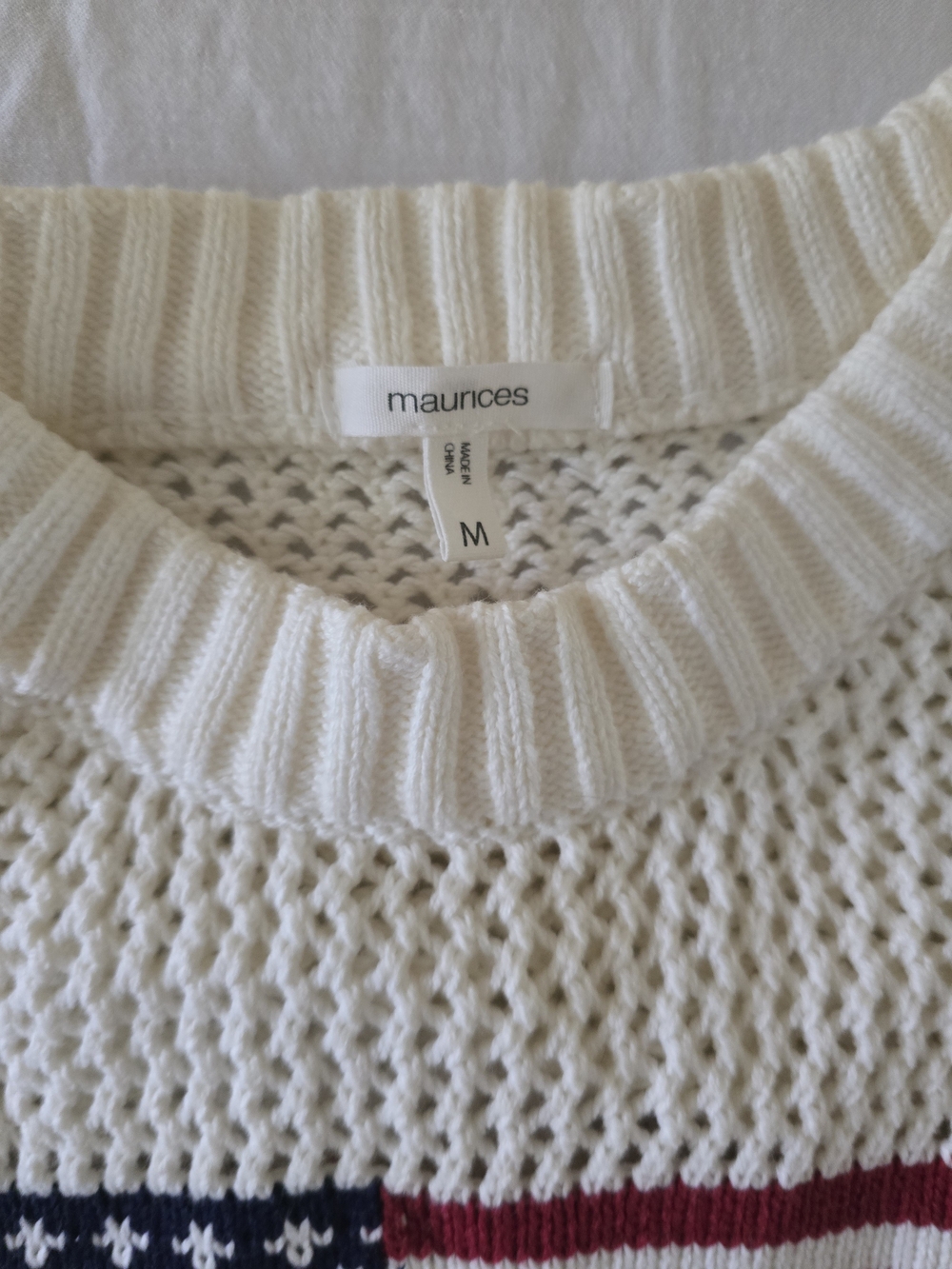 Maurices Cream Knit Sweater with American Flag - Picture 4 of 7